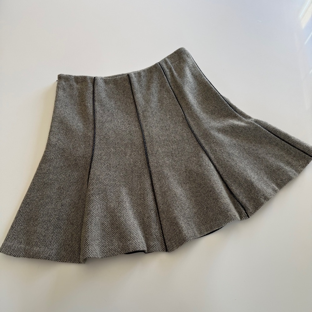 Lauren Ralph Lauren-Flared Skirt-Wool-Herringbone-Black-Cream-Preppy-Classic-6